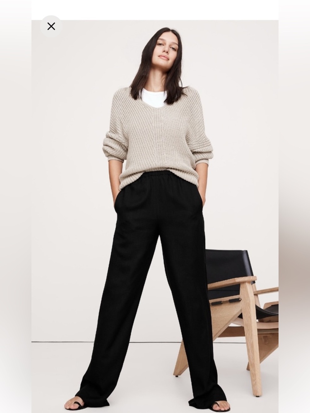 BANANA REPUBLIC PULL-ON WIDE-LEG DRAPEY TWILL PANT small s